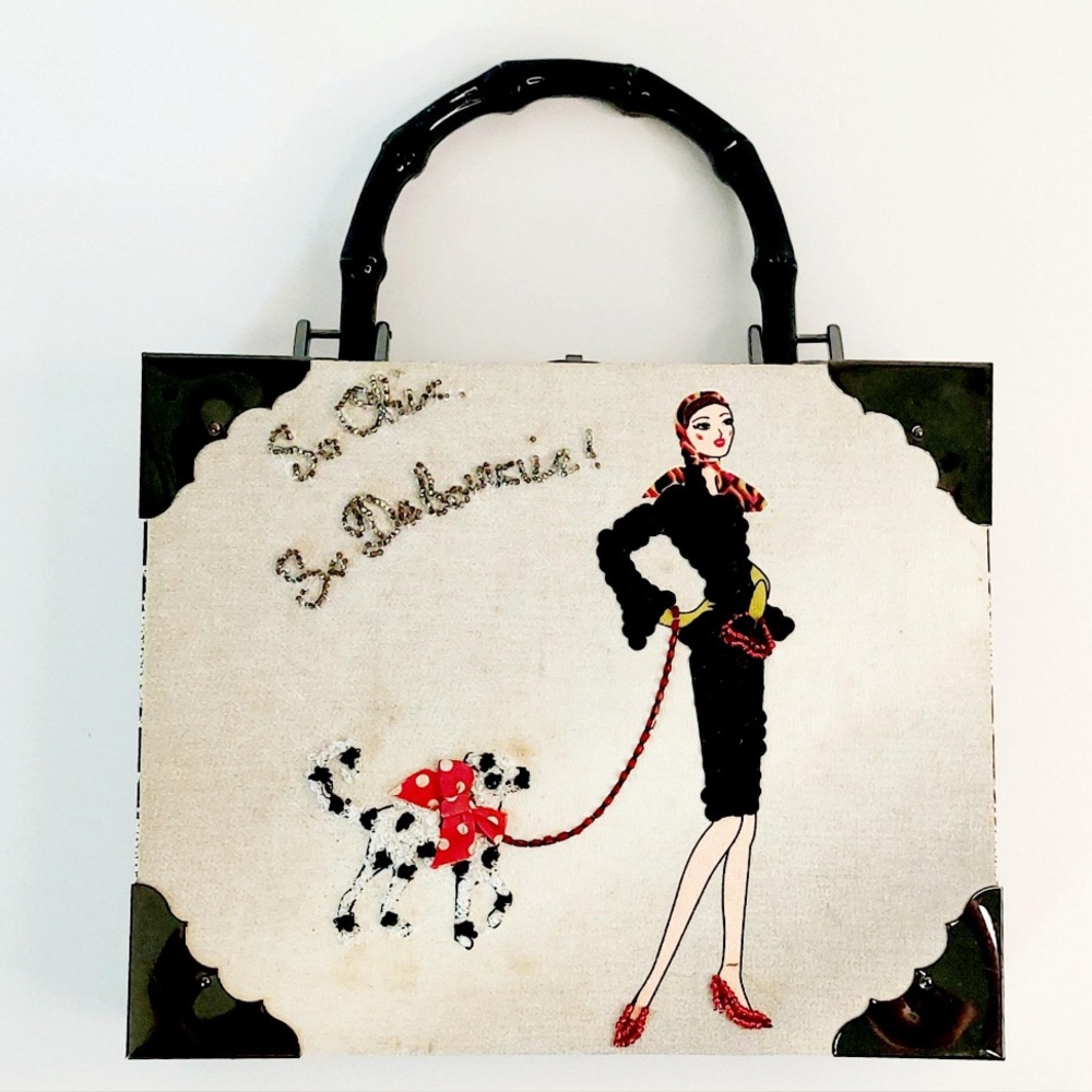 Vintage 1960s Cigar Box “So Chic” Embroidered & Beaded Handbag